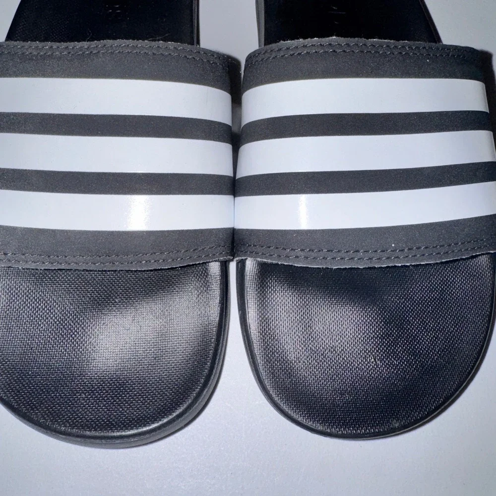 Adidas Adilette Shower Slide Sandals Black White Striped US 6 Men 3-Stripes